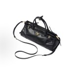 PRADA soft lux series Short handle leather shoulder bag medium size for women, black